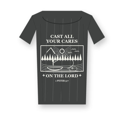 CLEARANCE SALE - Men's Cast All Your Cares Fishing Graphic Tee - 14 Colors & Bundle Deals