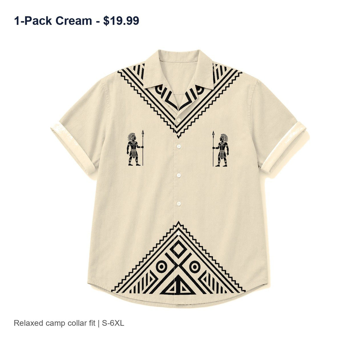 CLEARANCE SALE - Men's Tribal Pattern Camp Collar Shirt - 14 Colors & Bundle Deals