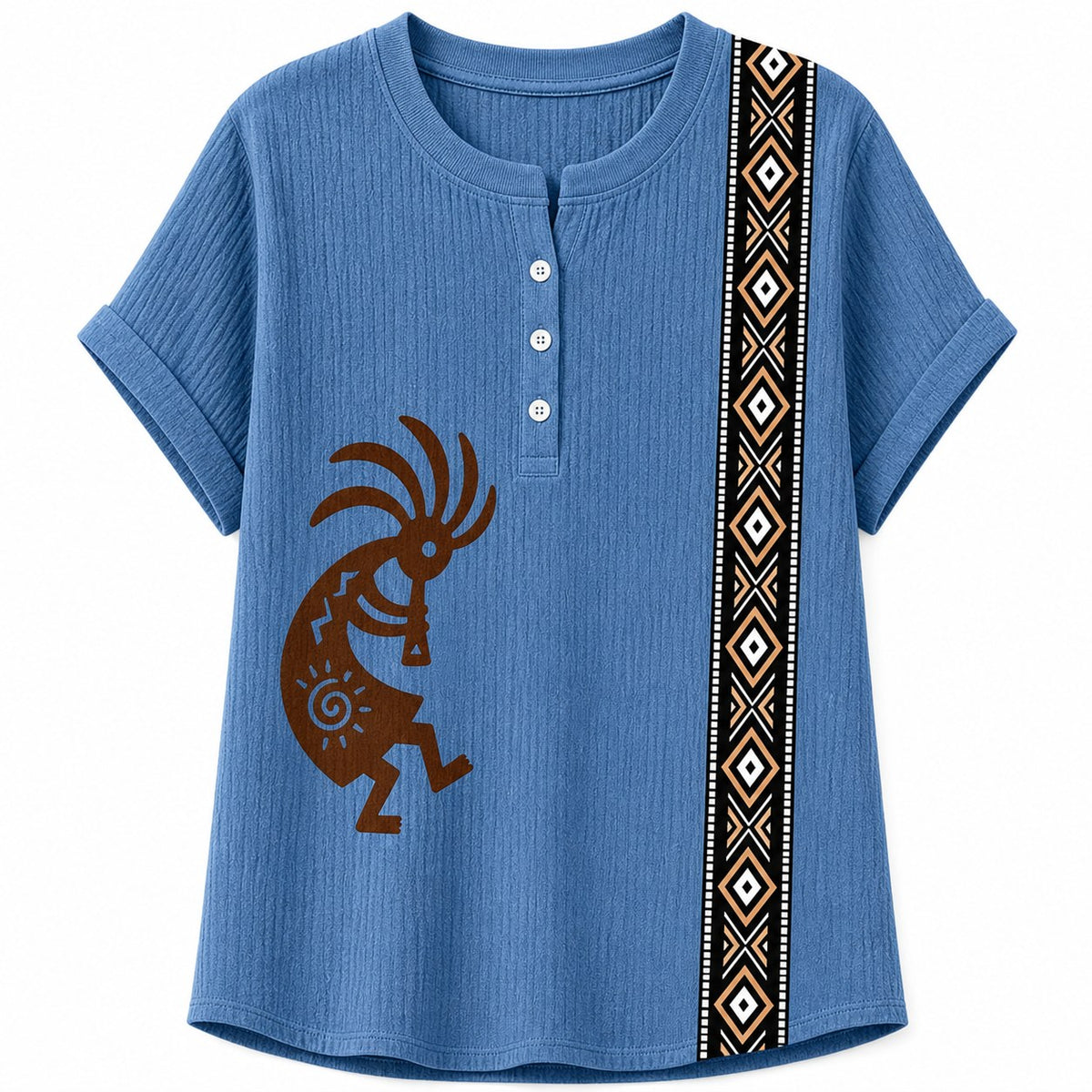 CLEARANCE SALE - Women's Southwest Kokopelli Henley Top - 14 Colors & Bundle Deals