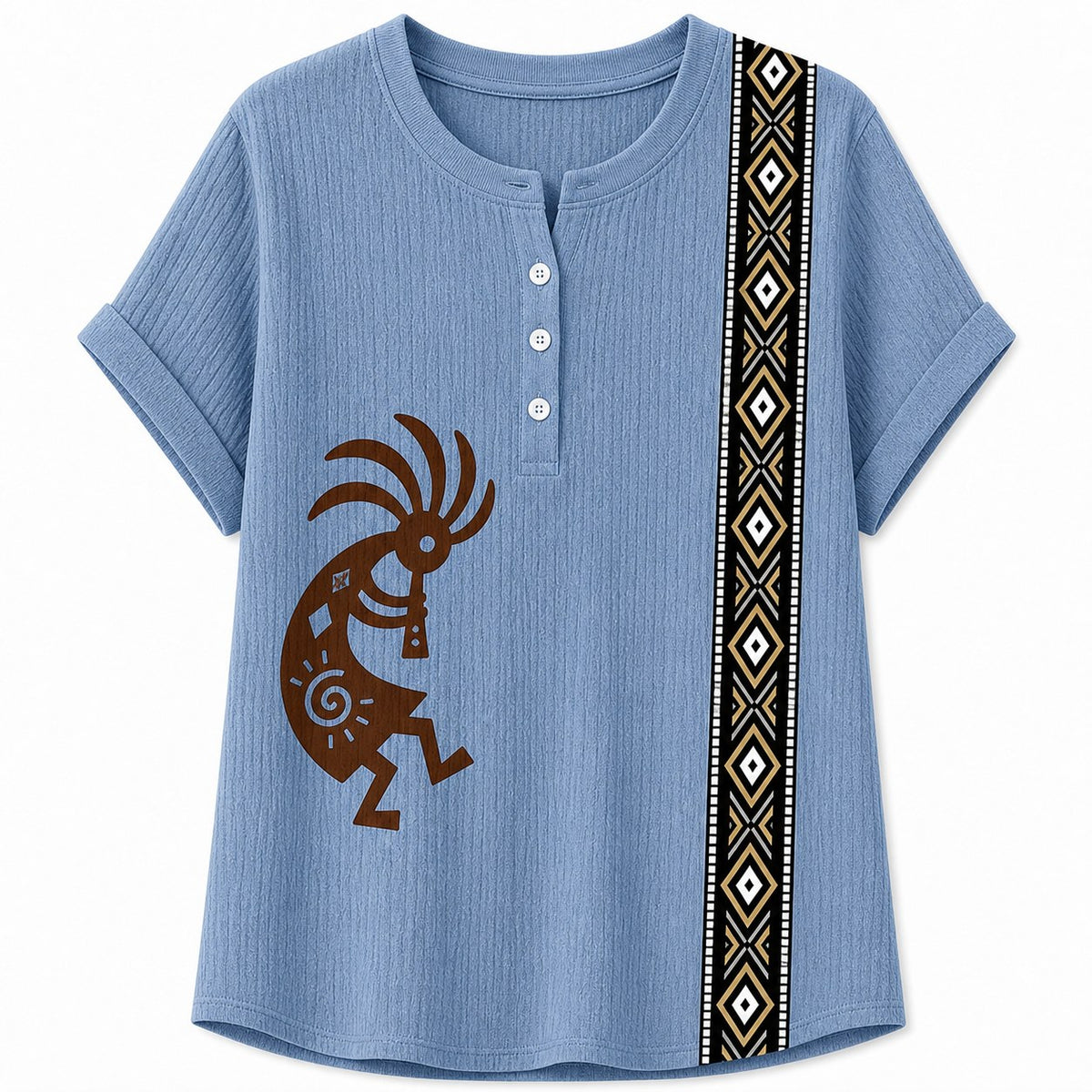 CLEARANCE SALE - Women's Southwest Kokopelli Henley Top - 14 Colors & Bundle Deals