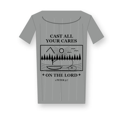 CLEARANCE SALE - Men's Cast All Your Cares Fishing Graphic Tee - 14 Colors & Bundle Deals