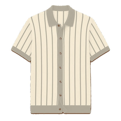 CLEARANCE SALE - Men's Striped Knit Polo Cardigan - 14 Colors & Bundle Deals