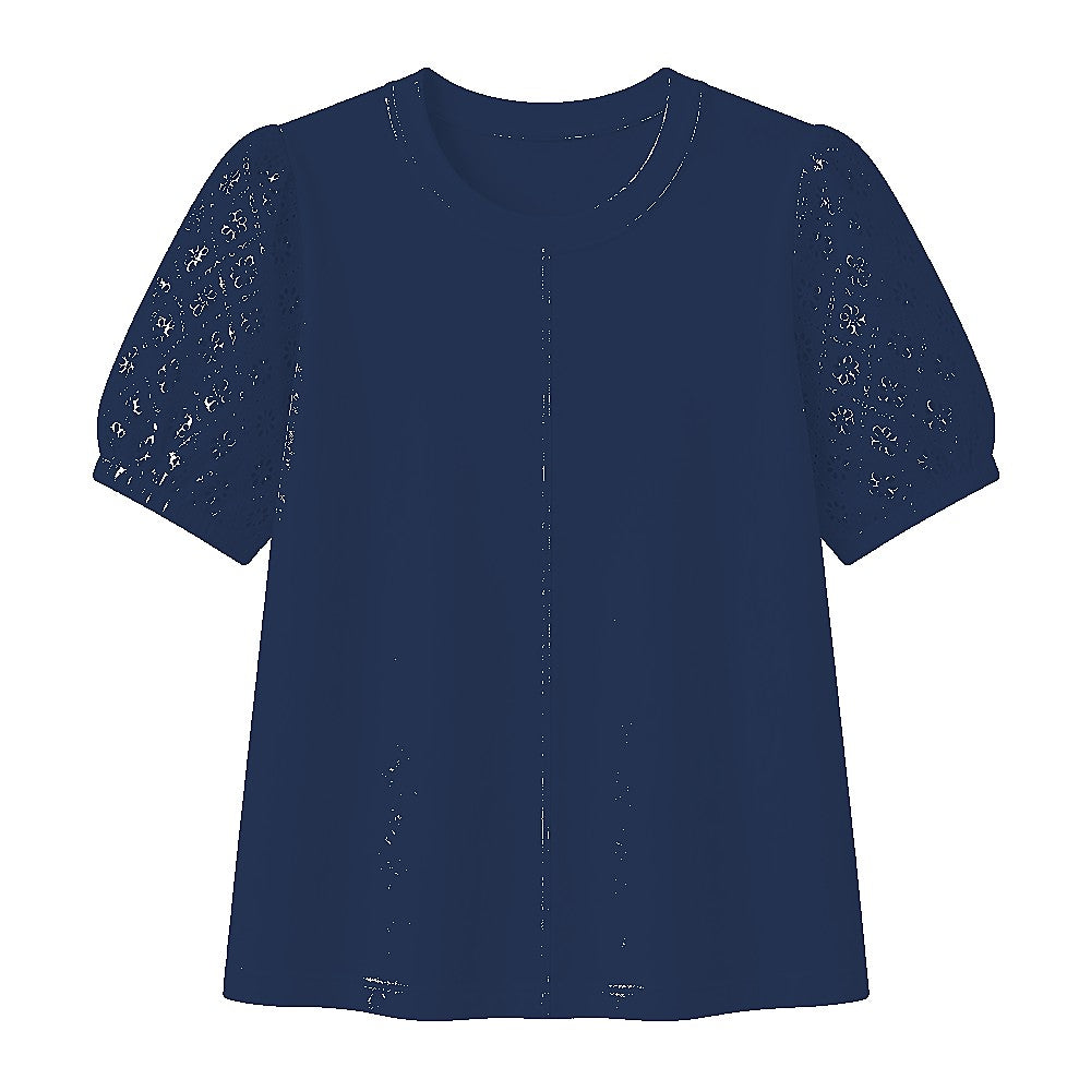 CLEARANCE SALE - Women's 95% Cotton Eyelet Sleeve Tee - 14 Colors & Bundle Deals
