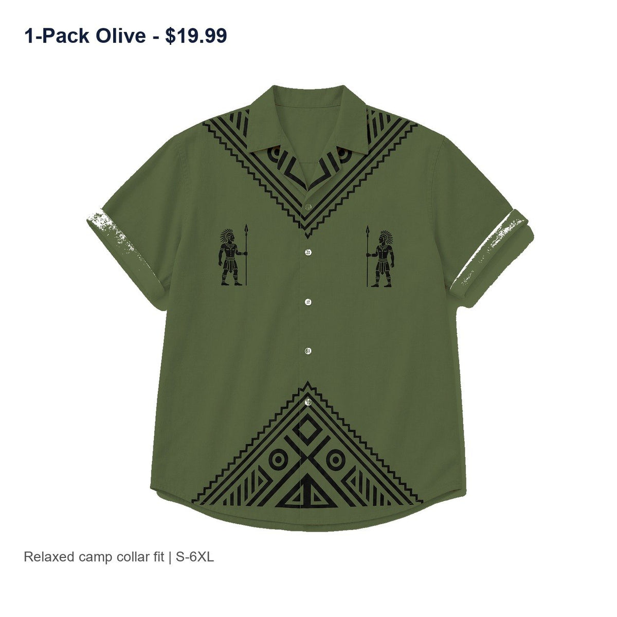 CLEARANCE SALE - Men's Tribal Pattern Camp Collar Shirt - 14 Colors & Bundle Deals
