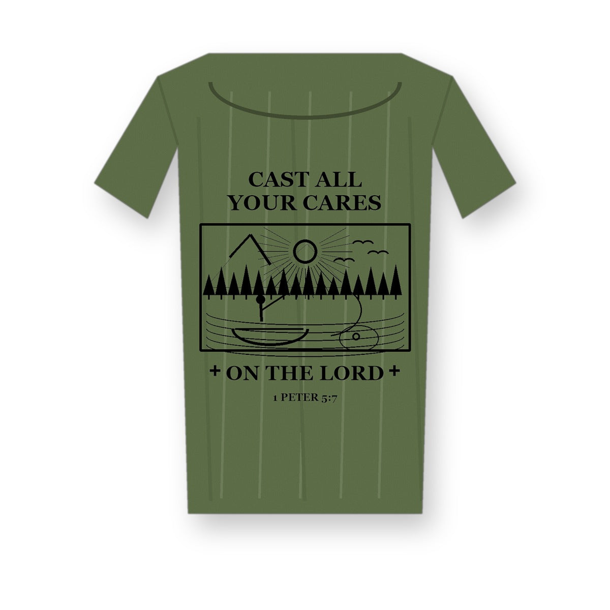CLEARANCE SALE - Men's Cast All Your Cares Fishing Graphic Tee - 14 Colors & Bundle Deals