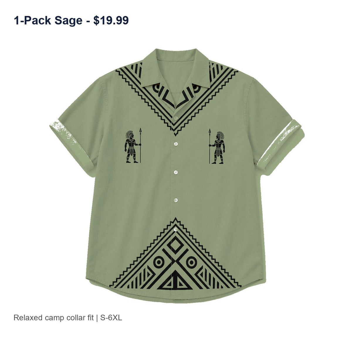 CLEARANCE SALE - Men's Tribal Pattern Camp Collar Shirt - 14 Colors & Bundle Deals
