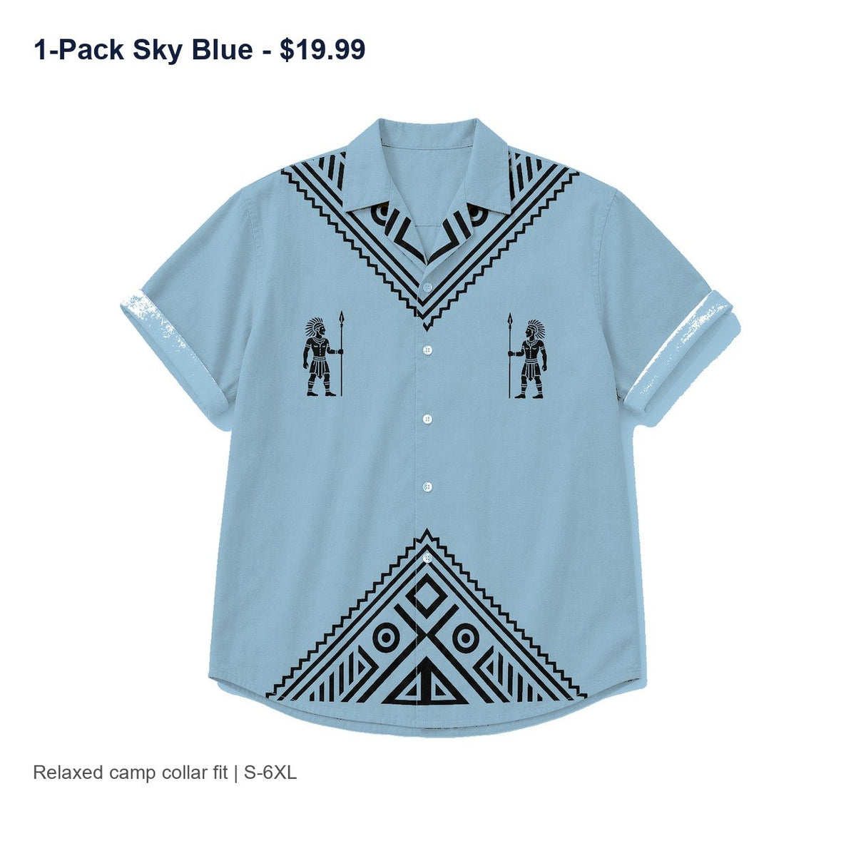 CLEARANCE SALE - Men's Tribal Pattern Camp Collar Shirt - 14 Colors & Bundle Deals