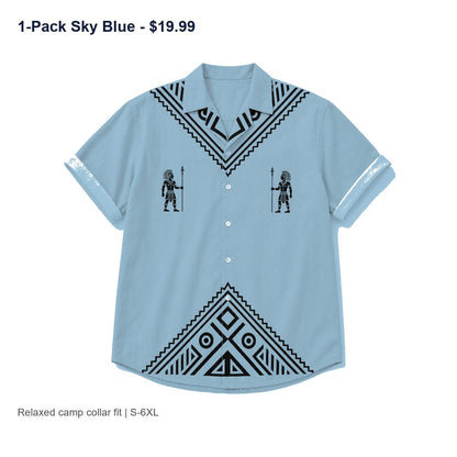 CLEARANCE SALE - Men's Tribal Pattern Camp Collar Shirt - 14 Colors & Bundle Deals