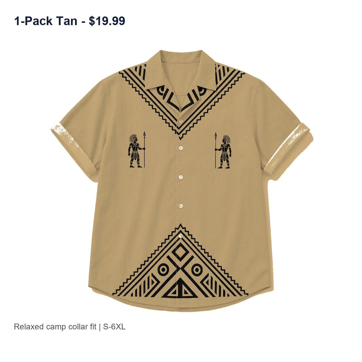 CLEARANCE SALE - Men's Tribal Pattern Camp Collar Shirt - 14 Colors & Bundle Deals